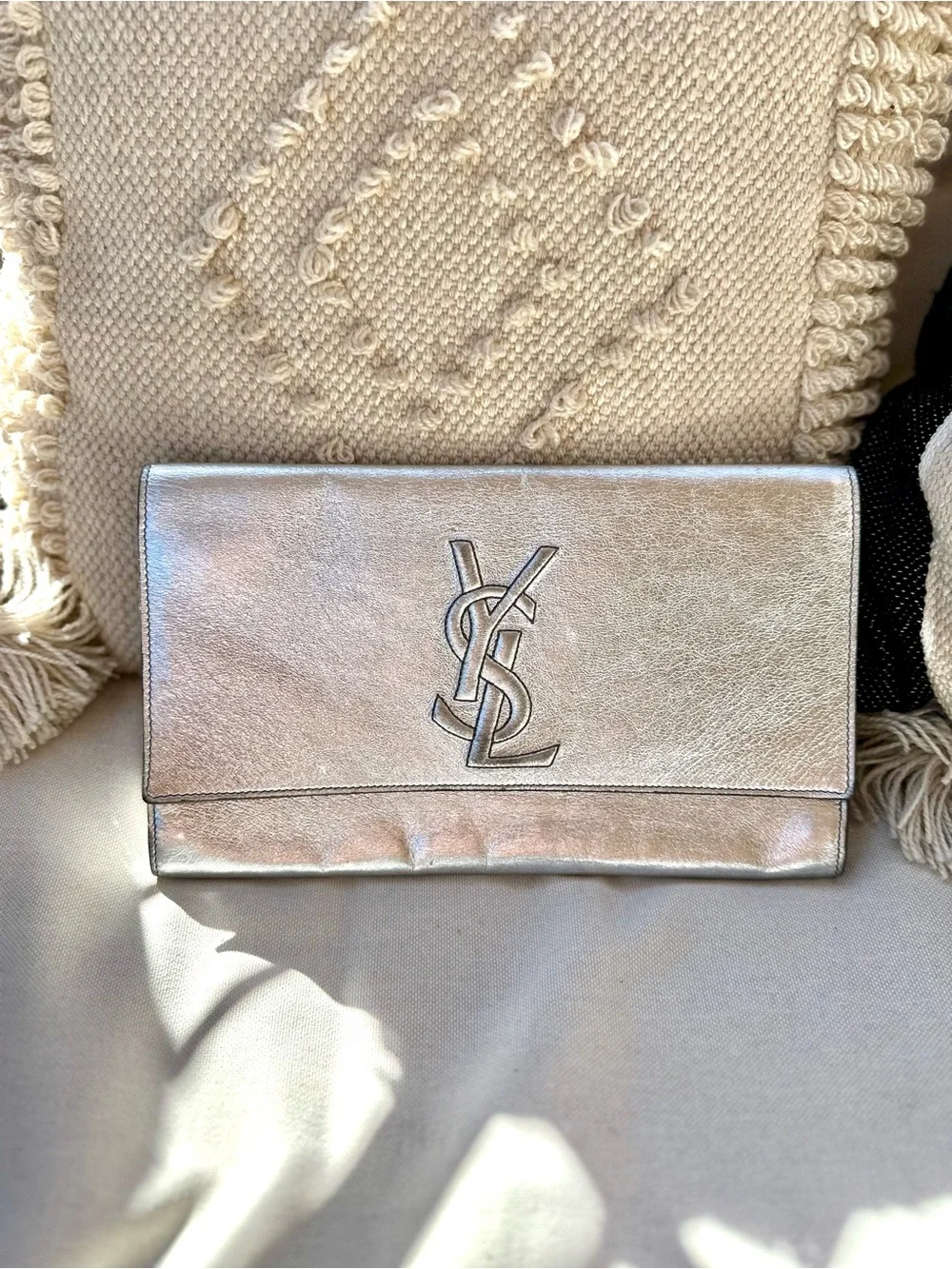 Metallic Silver YSL Clutch - Picture 7 of 9